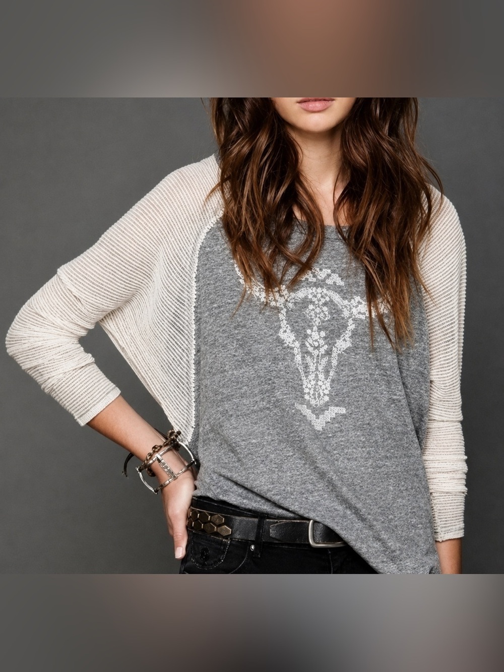We the Free long horn skull top, small